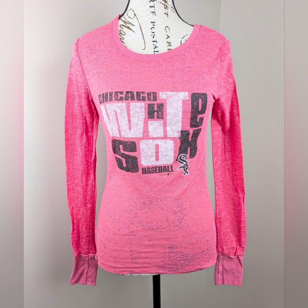 Chicago White Sox Women's Pink Longsleeve Burnout Sheer Shirt Size Medium